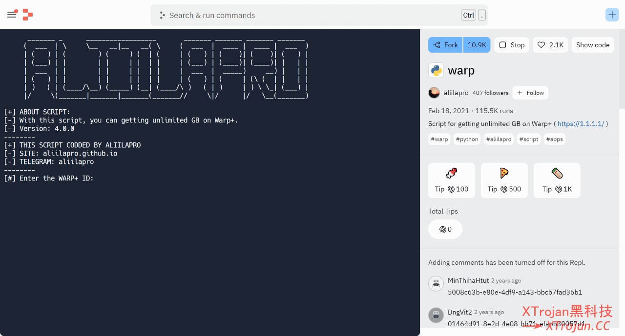 使用Replit在线平台，获取WARP+的流量- Xulala