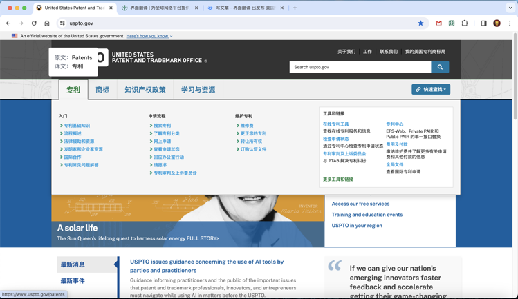 美国专利商标局查询网 简体中文 汉化 语言包- Xulala